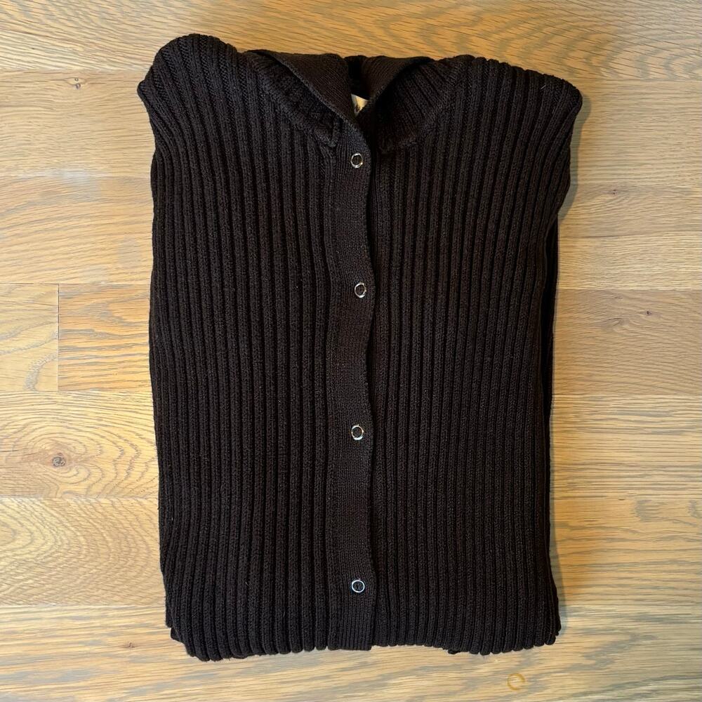 VTG Y2K Jones New York Heavy Long Cardigan Sweater Duster Brown Womens Large - Picture 7 of 7